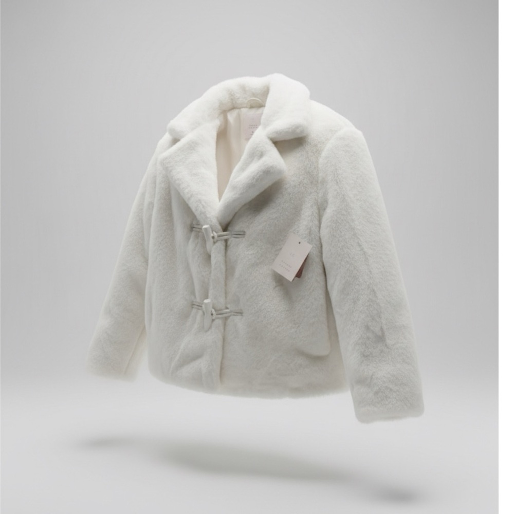 Lauren Conrad Ivory Faux Fur Coat with Toggle Closures - XS